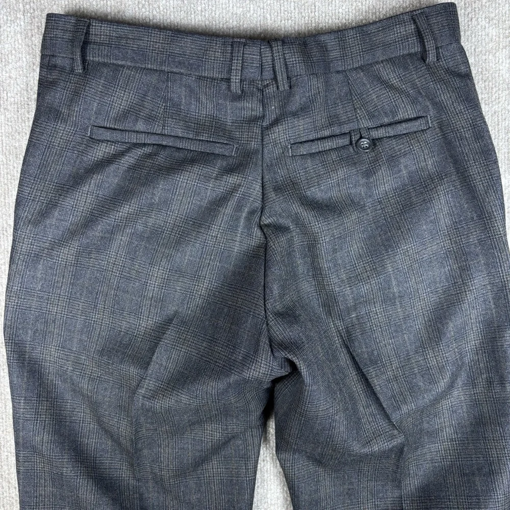Banana Republic Straight Fit Wool Dress Pants Mens 32x30 Gray Plaid Flat Front